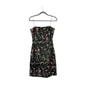 Collette Dinnigan Black Silk Embroidered Slip Dress Floral Vine Pattern Size M